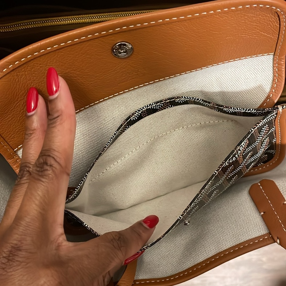 Goyard Brown Chevron Tote with Tan Trim - Picture 5 of 12